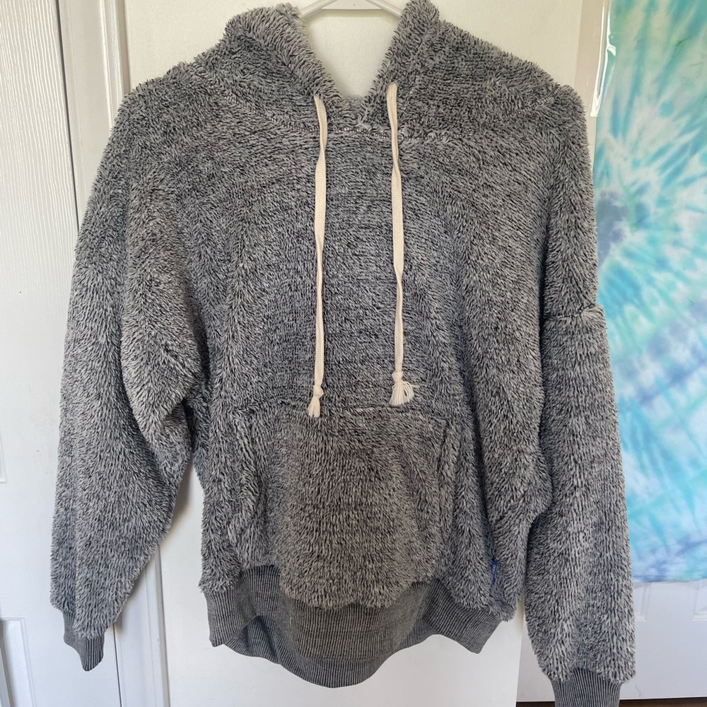 Fluffy Sherpa grey hoodie